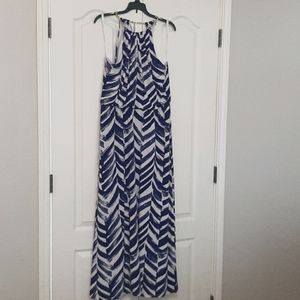Blue and White long summer dress